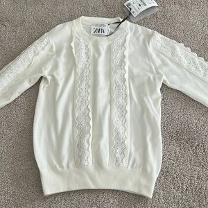 Zara girls cream lace sweater